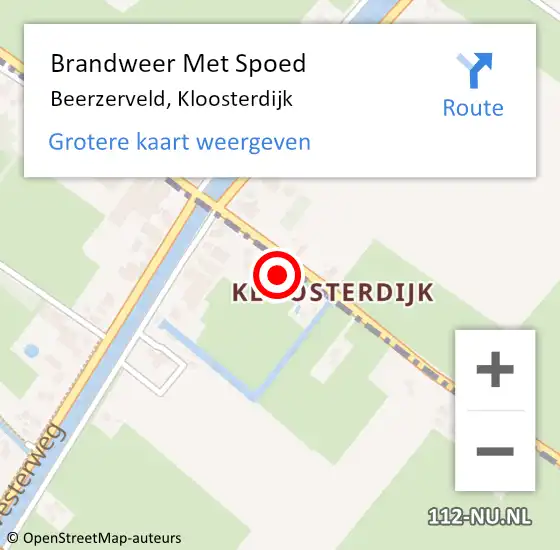 Locatie op kaart van de 112 melding: Brandweer Met Spoed Naar Beerzerveld, Kloosterdijk op 5 juni 2015 22:22