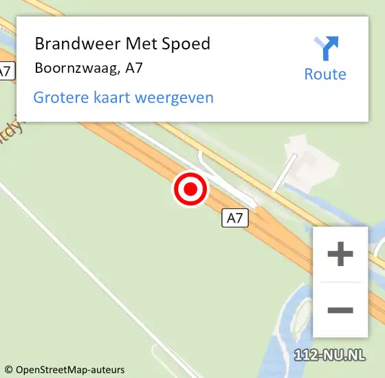 Locatie op kaart van de 112 melding: Brandweer Met Spoed Naar Boornzwaag, A7 op 5 juni 2015 22:31