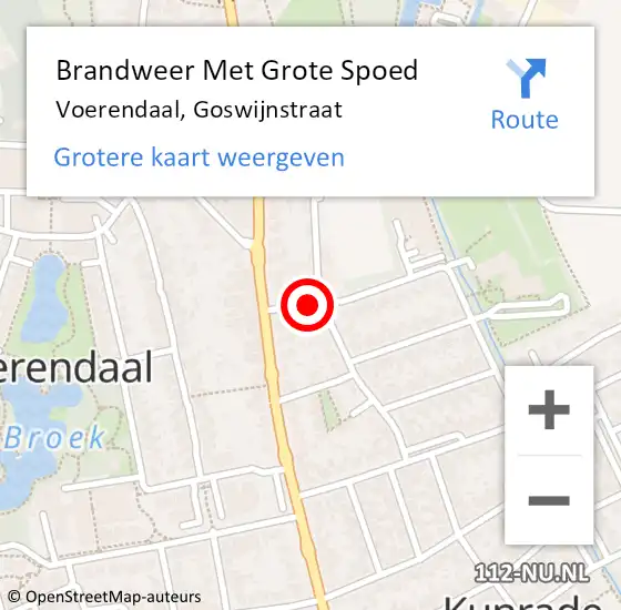 Locatie op kaart van de 112 melding: Brandweer Met Grote Spoed Naar Voerendaal, Goswijnstraat op 5 juni 2015 22:37