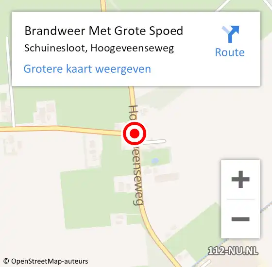Locatie op kaart van de 112 melding: Brandweer Met Grote Spoed Naar Schuinesloot, Hoogeveenseweg op 5 juni 2015 22:49