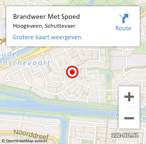 Locatie op kaart van de 112 melding: Brandweer Met Spoed Naar Hoogeveen, Schuttevaer op 5 juni 2015 22:54