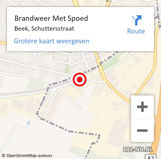 Locatie op kaart van de 112 melding: Brandweer Met Spoed Naar Beek, Schuttersstraat op 5 juni 2015 23:14