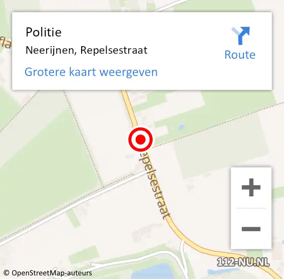 Locatie op kaart van de 112 melding: Politie Neerijnen, Repelsestraat op 6 juni 2015 00:07