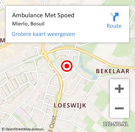 Locatie op kaart van de 112 melding: Ambulance Met Spoed Naar Mierlo, Bosuil op 6 juni 2015 02:30