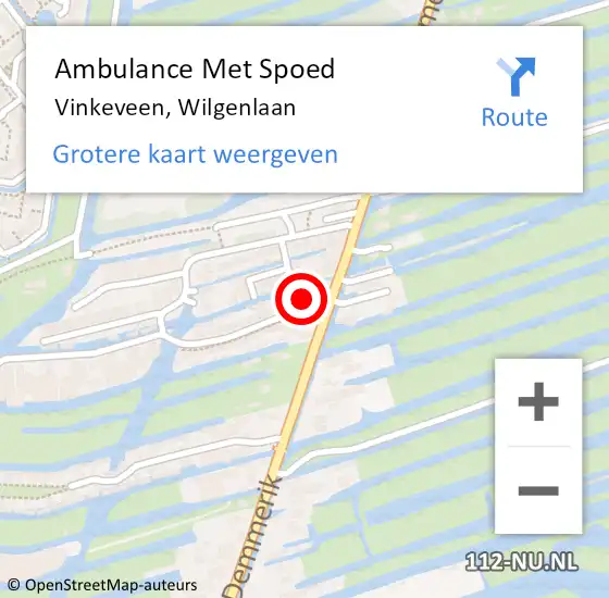 Locatie op kaart van de 112 melding: Ambulance Met Spoed Naar Vinkeveen, Wilgenlaan op 6 juni 2015 03:27