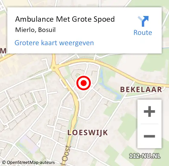 Locatie op kaart van de 112 melding: Ambulance Met Grote Spoed Naar Mierlo, Bosuil op 6 juni 2015 04:02