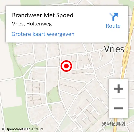 Locatie op kaart van de 112 melding: Brandweer Met Spoed Naar Vries, Holtenweg op 10 november 2013 00:17