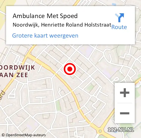 Locatie op kaart van de 112 melding: Ambulance Met Spoed Naar Noordwijk, Henriette Roland Holststraat op 10 november 2013 00:21