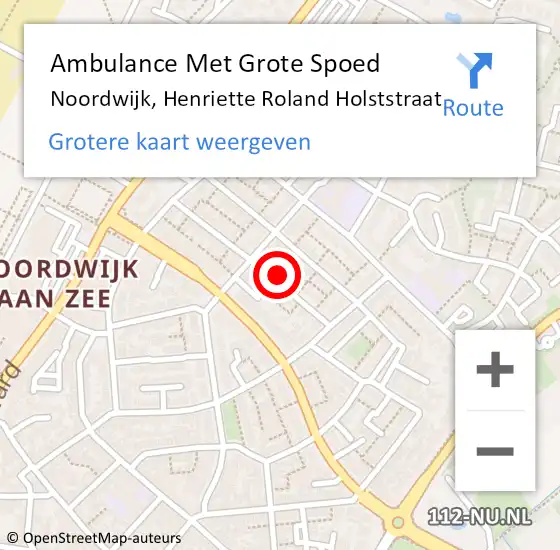 Locatie op kaart van de 112 melding: Ambulance Met Grote Spoed Naar Noordwijk, Henriette Roland Holststraat op 10 november 2013 00:22