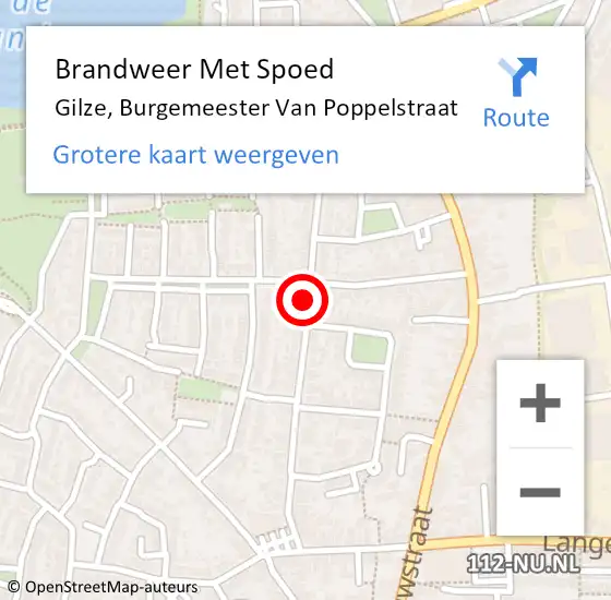 Locatie op kaart van de 112 melding: Brandweer Met Spoed Naar Gilze, Burgemeester Van Poppelstraat op 6 juni 2015 08:32