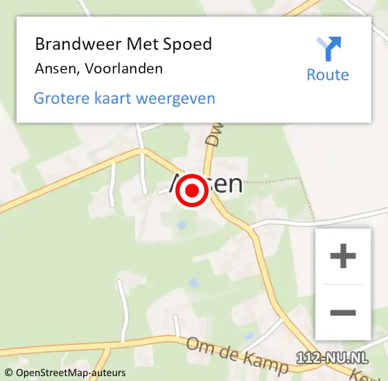 Locatie op kaart van de 112 melding: Brandweer Met Spoed Naar Ansen, Voorlanden op 10 november 2013 00:37