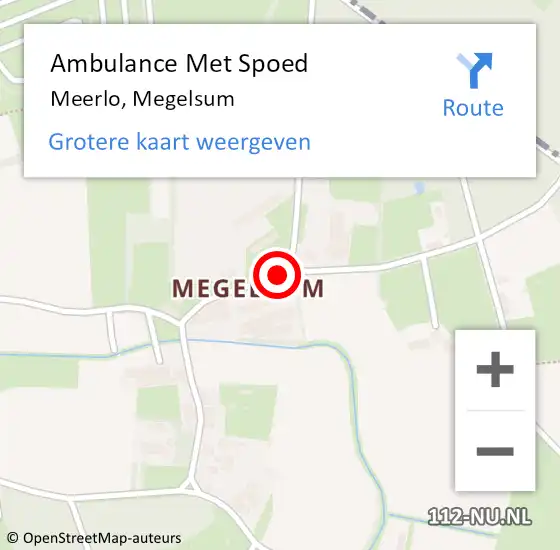 Locatie op kaart van de 112 melding: Ambulance Met Spoed Naar Meerlo, Megelsum op 6 juni 2015 10:39