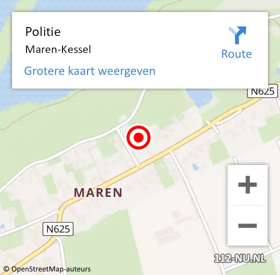 Locatie op kaart van de 112 melding: Politie Maren-Kessel op 6 juni 2015 10:53