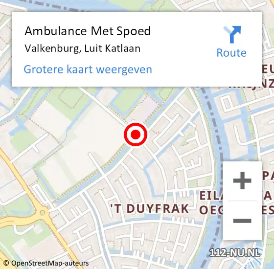 Locatie op kaart van de 112 melding: Ambulance Met Spoed Naar Valkenburg, Luit Katlaan op 6 juni 2015 11:28