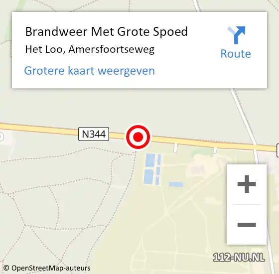 Locatie op kaart van de 112 melding: Brandweer Met Grote Spoed Naar Het Loo, Amersfoortseweg op 6 juni 2015 11:39