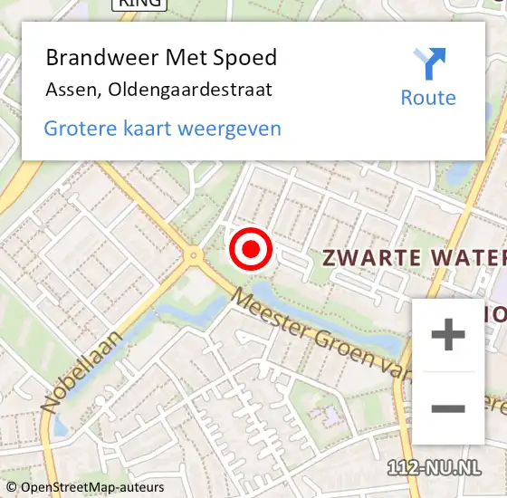 Locatie op kaart van de 112 melding: Brandweer Met Spoed Naar Assen, Oldengaardestraat op 6 juni 2015 12:21