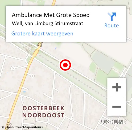 Locatie op kaart van de 112 melding: Ambulance Met Grote Spoed Naar Well, van Limburg Stirumstraat op 6 juni 2015 12:56