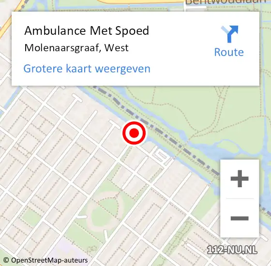 Locatie op kaart van de 112 melding: Ambulance Met Spoed Naar Molenaarsgraaf, West op 6 juni 2015 13:34