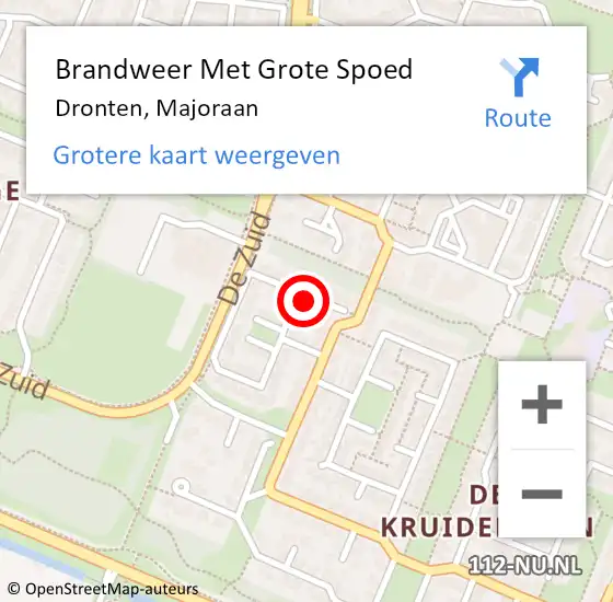 Locatie op kaart van de 112 melding: Brandweer Met Grote Spoed Naar Dronten, Majoraan op 6 juni 2015 13:35