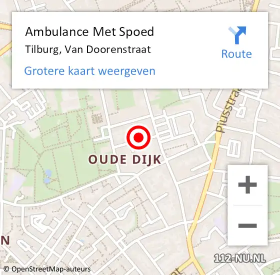 Locatie op kaart van de 112 melding: Ambulance Met Spoed Naar Tilburg, Van Doorenstraat op 6 juni 2015 13:52