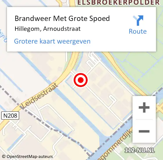 Locatie op kaart van de 112 melding: Brandweer Met Grote Spoed Naar Hillegom, Arnoudstraat op 6 juni 2015 14:12