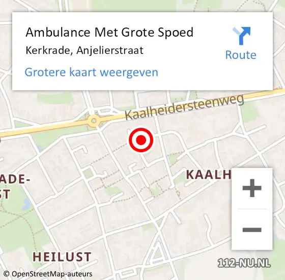 Locatie op kaart van de 112 melding: Ambulance Met Grote Spoed Naar Kerkrade, Anjelierstraat op 6 juni 2015 14:18