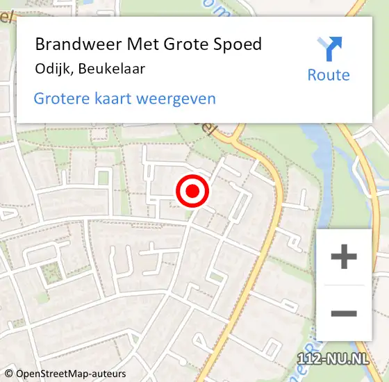 Locatie op kaart van de 112 melding: Brandweer Met Grote Spoed Naar Odijk, Beukelaar op 10 november 2013 01:24