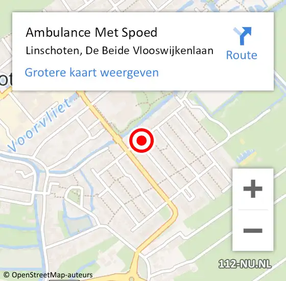 Locatie op kaart van de 112 melding: Ambulance Met Spoed Naar Linschoten, De Beide Vlooswijkenlaan op 6 juni 2015 14:31