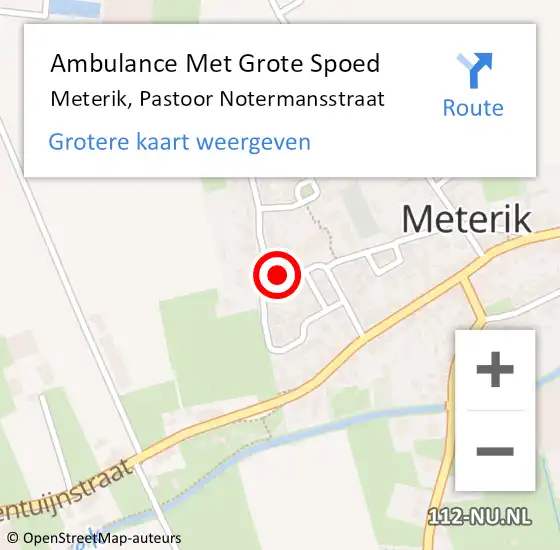 Locatie op kaart van de 112 melding: Ambulance Met Grote Spoed Naar Meterik, Pastoor Notermansstraat op 6 juni 2015 14:48