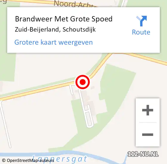 Locatie op kaart van de 112 melding: Brandweer Met Grote Spoed Naar Zuid-Beijerland, Schoutsdijk op 6 juni 2015 16:26