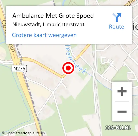 Locatie op kaart van de 112 melding: Ambulance Met Grote Spoed Naar Nieuwstadt, Limbrichterstraat op 6 juni 2015 16:30