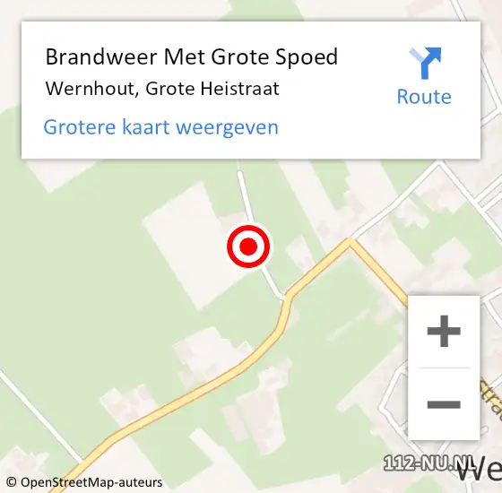 Locatie op kaart van de 112 melding: Brandweer Met Grote Spoed Naar Wernhout, Grote Heistraat op 6 juni 2015 16:41