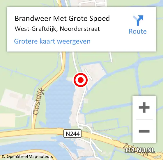 Locatie op kaart van de 112 melding: Brandweer Met Grote Spoed Naar West-Graftdijk, Noorderstraat op 6 juni 2015 17:03