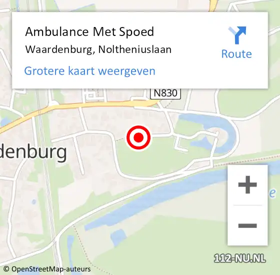 Locatie op kaart van de 112 melding: Ambulance Met Spoed Naar Waardenburg, Noltheniuslaan op 6 juni 2015 17:41