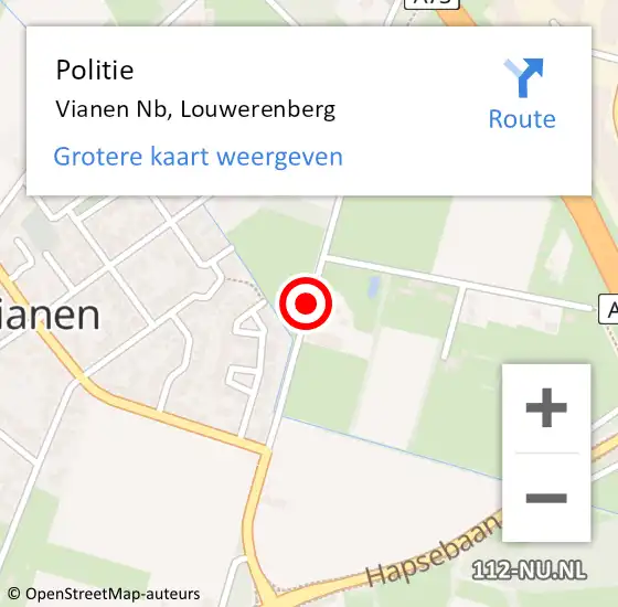 Locatie op kaart van de 112 melding: Politie Vianen Nb, Louwerenberg op 6 juni 2015 18:00