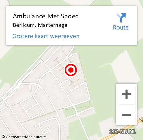 Locatie op kaart van de 112 melding: Ambulance Met Spoed Naar Berlicum, Marterhage op 6 juni 2015 18:23