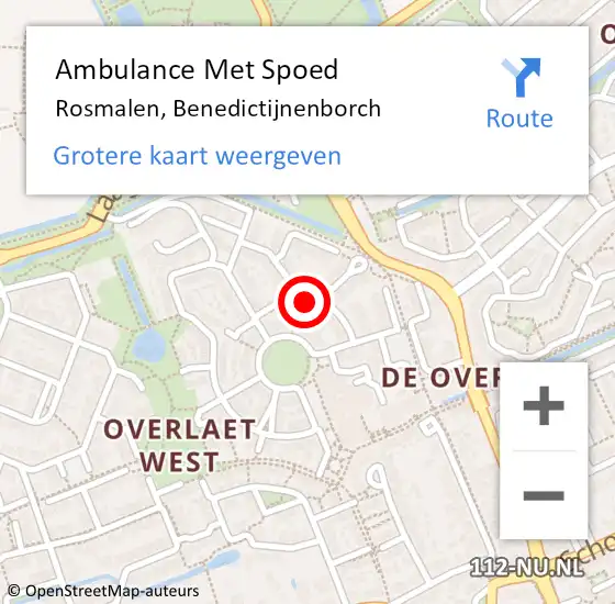 Locatie op kaart van de 112 melding: Ambulance Met Spoed Naar Rosmalen, Benedictijnenborch op 6 juni 2015 19:25