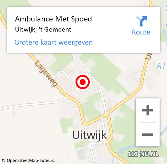 Locatie op kaart van de 112 melding: Ambulance Met Spoed Naar Uitwijk, 't Gemeent op 6 juni 2015 19:46