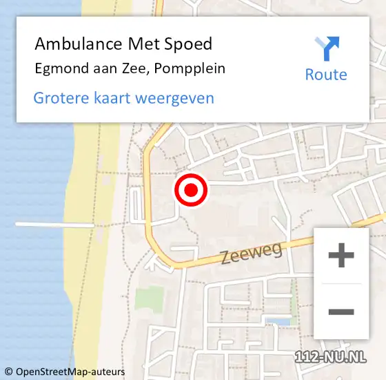 Locatie op kaart van de 112 melding: Ambulance Met Spoed Naar Egmond aan Zee, Pompplein op 10 november 2013 02:30