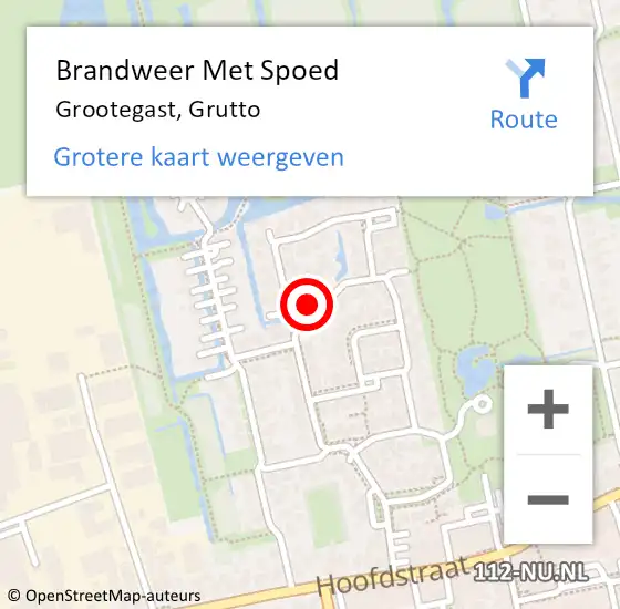 Locatie op kaart van de 112 melding: Brandweer Met Spoed Naar Grootegast, Grutto op 6 juni 2015 20:11