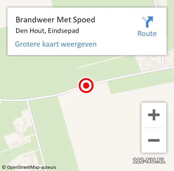 Locatie op kaart van de 112 melding: Brandweer Met Spoed Naar Den Hout, Eindsepad op 6 juni 2015 21:30