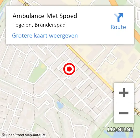 Locatie op kaart van de 112 melding: Ambulance Met Spoed Naar Tegelen, Branderspad op 10 november 2013 02:54