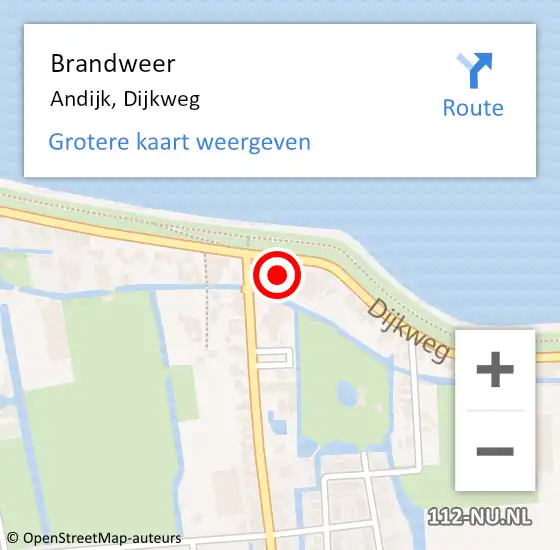 Locatie op kaart van de 112 melding: Brandweer Andijk, Dijkweg op 6 juni 2015 22:21