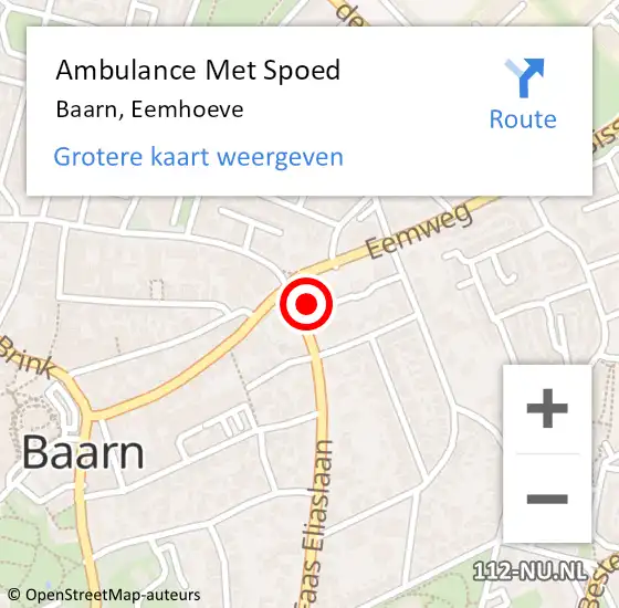 Locatie op kaart van de 112 melding: Ambulance Met Spoed Naar Baarn, Eemhoeve op 6 juni 2015 23:49