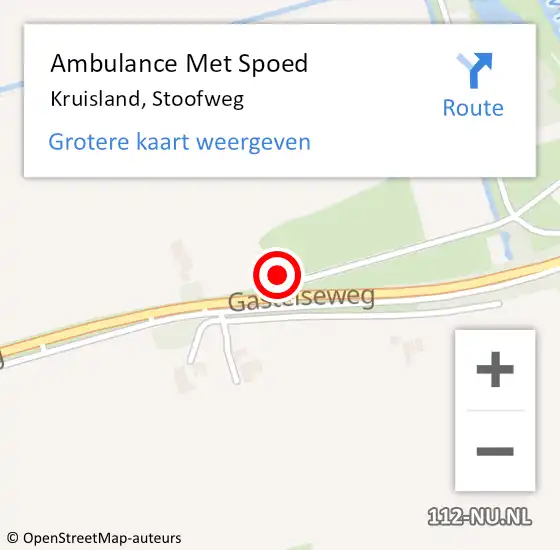 Locatie op kaart van de 112 melding: Ambulance Met Spoed Naar Kruisland, Stoofweg op 7 juni 2015 00:47