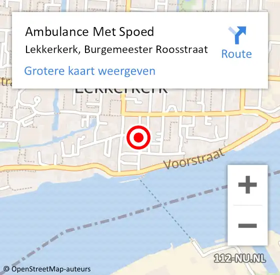 Locatie op kaart van de 112 melding: Ambulance Met Spoed Naar Lekkerkerk, Burgemeester Roosstraat op 7 juni 2015 01:35