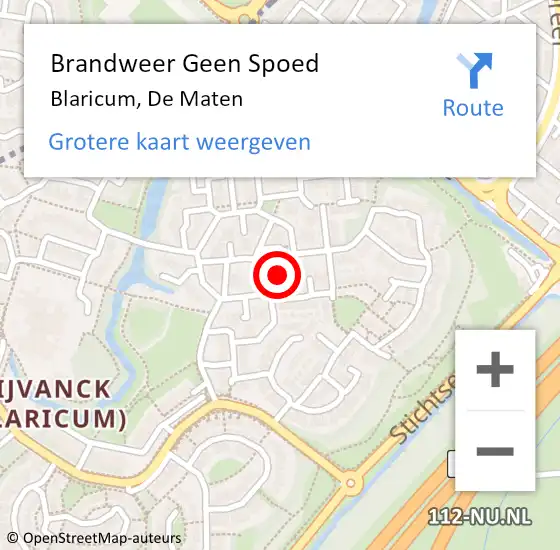 Locatie op kaart van de 112 melding: Brandweer Geen Spoed Naar Blaricum, De Maten op 7 juni 2015 03:54