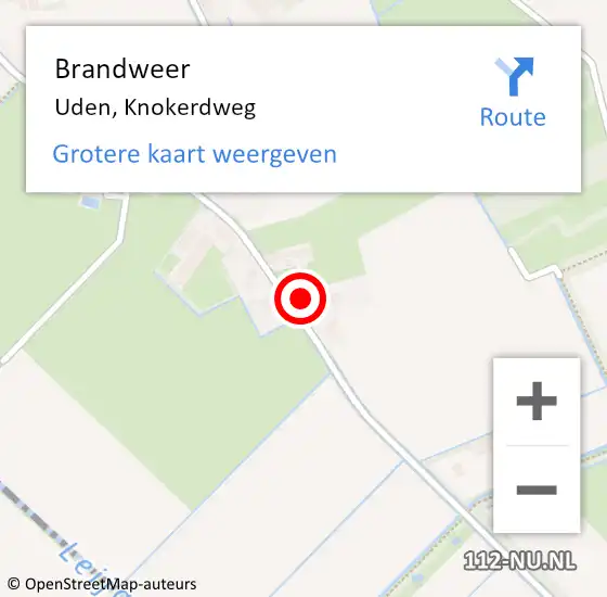 Locatie op kaart van de 112 melding: Brandweer Uden, Knokerdweg op 7 juni 2015 04:06