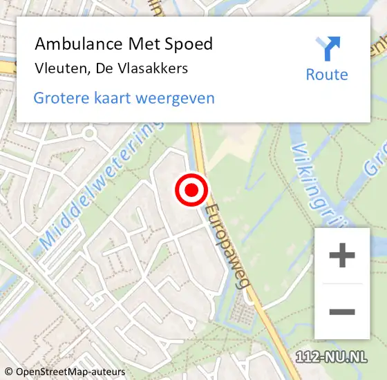 Locatie op kaart van de 112 melding: Ambulance Met Spoed Naar Vleuten, De Vlasakkers op 7 juni 2015 04:16