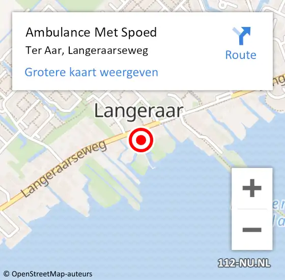 Locatie op kaart van de 112 melding: Ambulance Met Spoed Naar Ter Aar, Langeraarseweg op 7 juni 2015 04:44